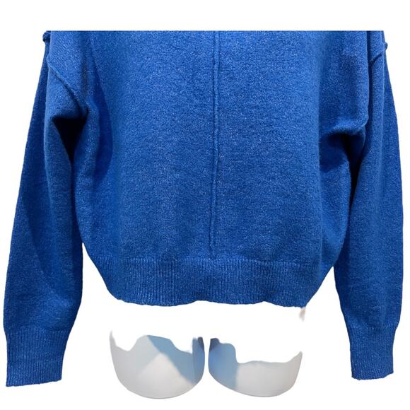 Gianni Bini GB Womens XL Solid Knit Crew Neck Blouson Sleeve Sweater Blue - Picture 7 of 10